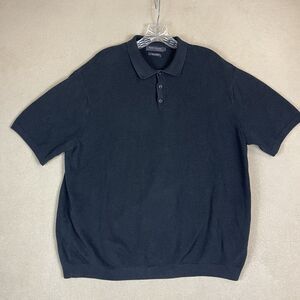 Paul James Polo Shirt Mens XXL Black Knit Short Sleeve Preppy Classic Fit Cotton